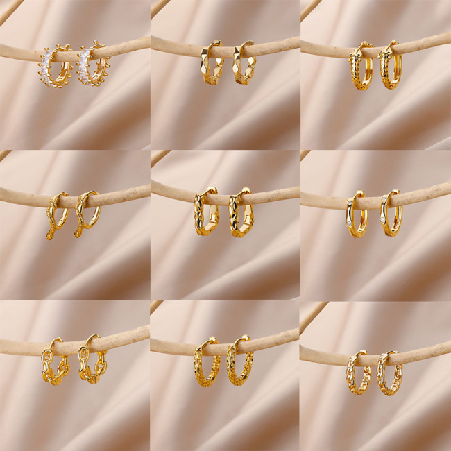European and American New Style Earrings Hoop Trendy Women's Earrings High-end Zircon Hoop 18k Gold-plated Earrings Jewelry One-piece Dropshipping