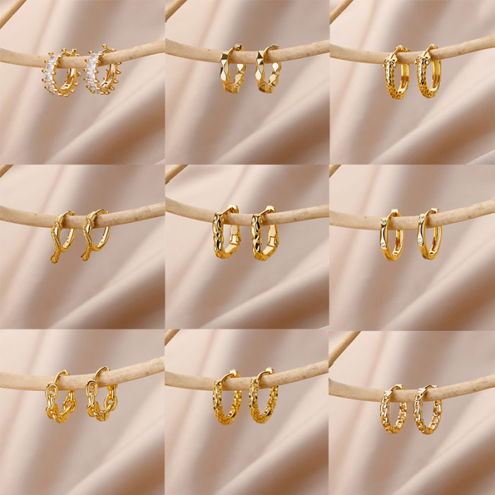 European and American New Style Earrings Hoop Trendy Women's Earrings High-end Zircon Hoop 18k Gold-plated Earrings Jewelry One-piece Dropshipping