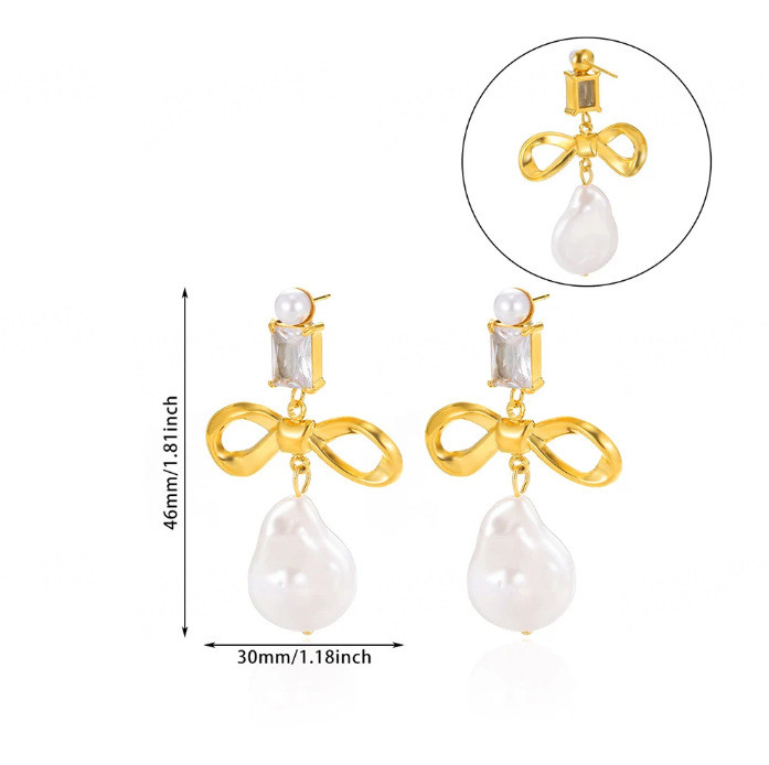 European and American Cross-Border Jewelry Stainless Steel Flower Pearl Ring Exaggerated High-End Feel Ins Geometric Stud Earrings Titanium Steel