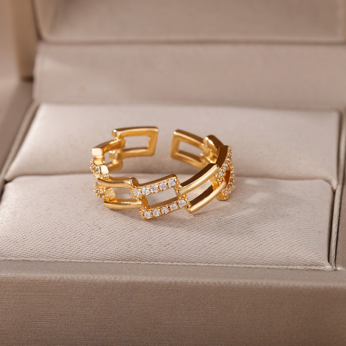 Ins Style New Vintage Multi-layer Wrapped Zircon Bird's Nest Ring Index Finger Ring for Women Personality Geometric Ring