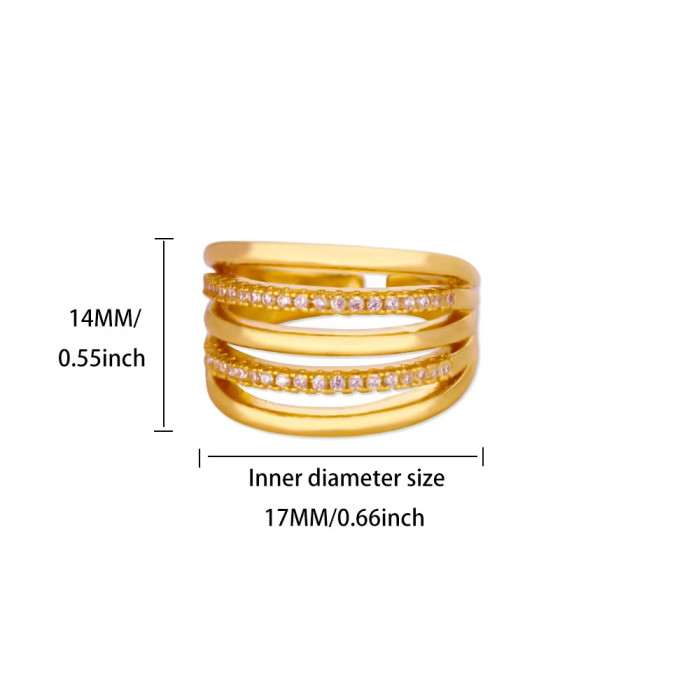European and American New Style Copper Gold-Plated Geometric Ring Women's Belt Shape Open Ring Light Luxury Manufacturer Dropshipping