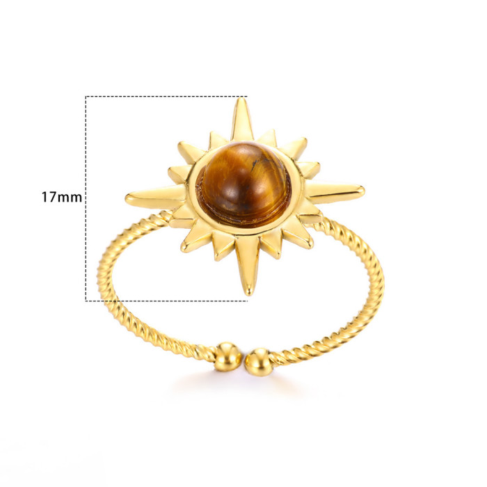 Cross-Border Hot Sale Amazon New Product Sunflower Super Shiny Open Ring Women's Open Ring Dropshipping