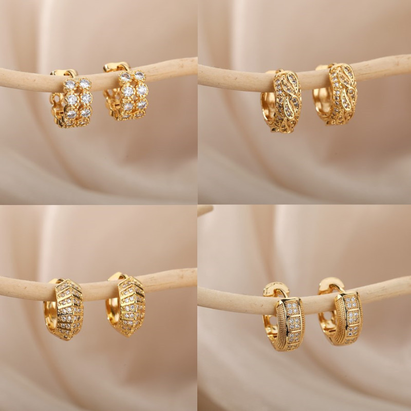 European and American New Style Light Luxury Zircon C-shaped Earrings 18k Ear Clips Personality Simple Hoop Earrings for Women Wedding Ear Studs Manufacturer Wholesale