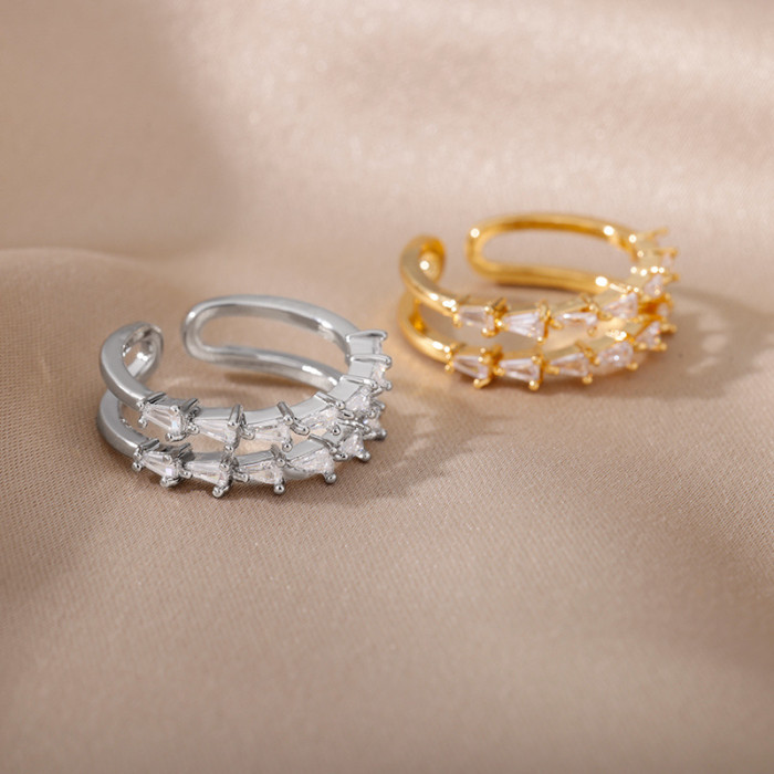 Ins Style New Vintage Multi-layer Wrapped Zircon Bird's Nest Ring Index Finger Ring for Women Personality Geometric Ring