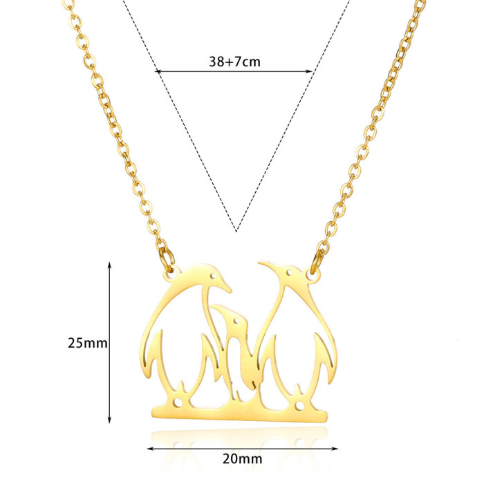 Cross-Border Minimalist Stainless Steel Geometric Hollow Pattern Niche Design Titanium Steel Round Heart Pendant Women's Necklace Wholesale