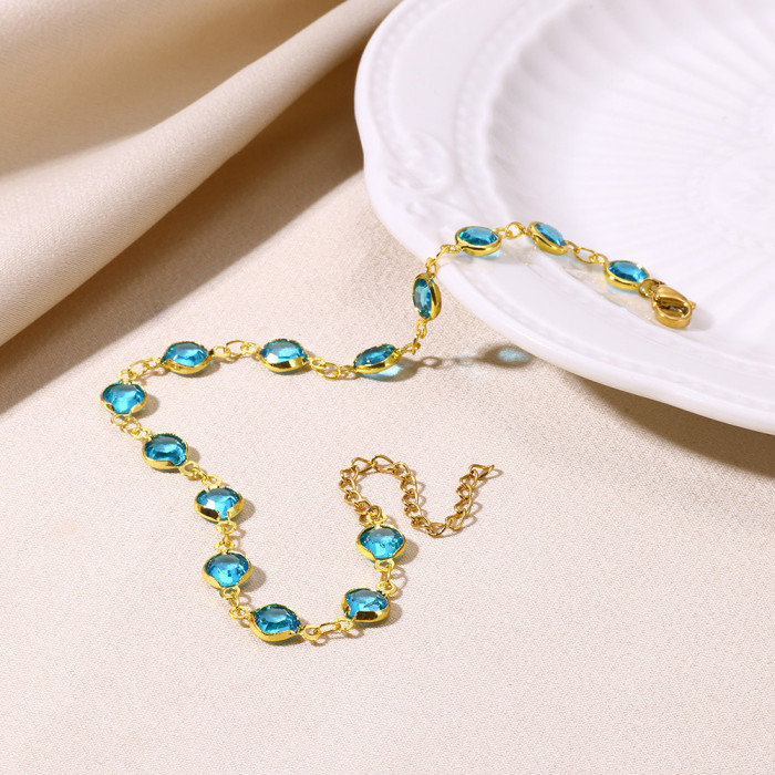 Bohemian Style Colorful Acrylic Light Luxury Anklet 18K Gold Plated Chain Beach Anklet Foot Jewelry, Necklaces