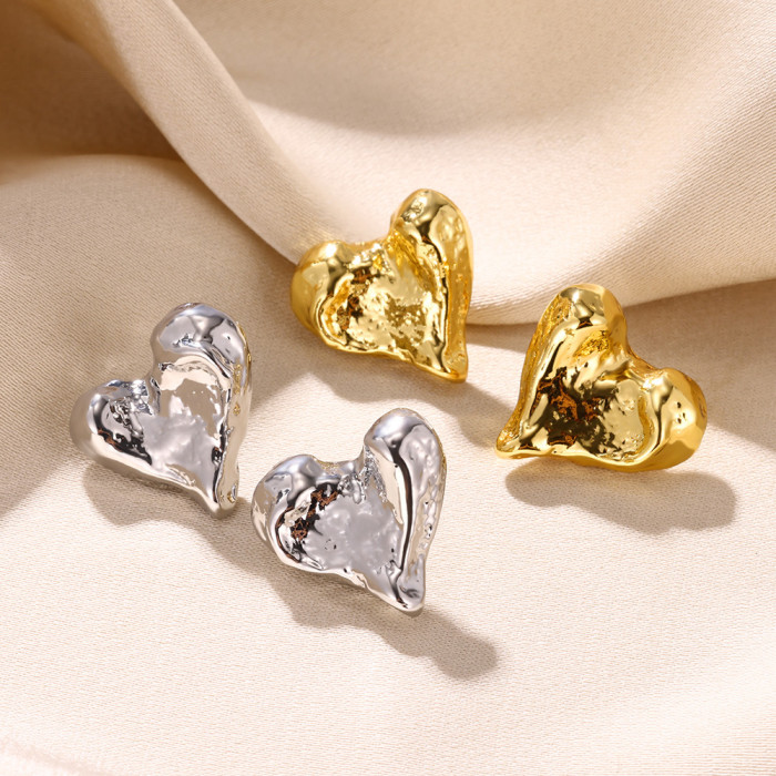 European and American New Style Irregular Cross Geometric Heart Earrings Elegant Fashion High-end Earrings Niche Earrings Wholesale