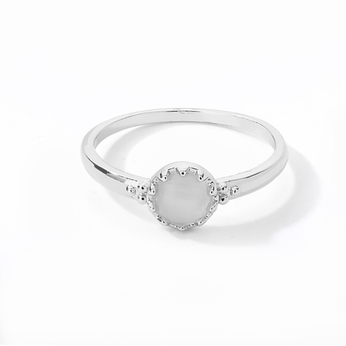 Niche Design New Product Minimalist Design Circle Ring Geometric Style Gold Ring Inlaid with Opal Stone Ring Wholesale