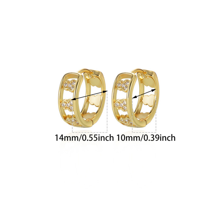 New Style Zircon Hoop Earrings for Women, Cross Gold Plated Versatile Simple Elegant Hoop Earrings Wholesale