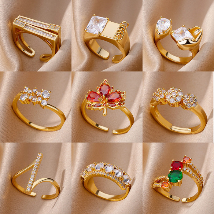 Cross-Border New Square Frame Ring Niche Fashion Personality Ring High-End Sense Row Diamond Light Luxury Hand Jewelry Wholesale