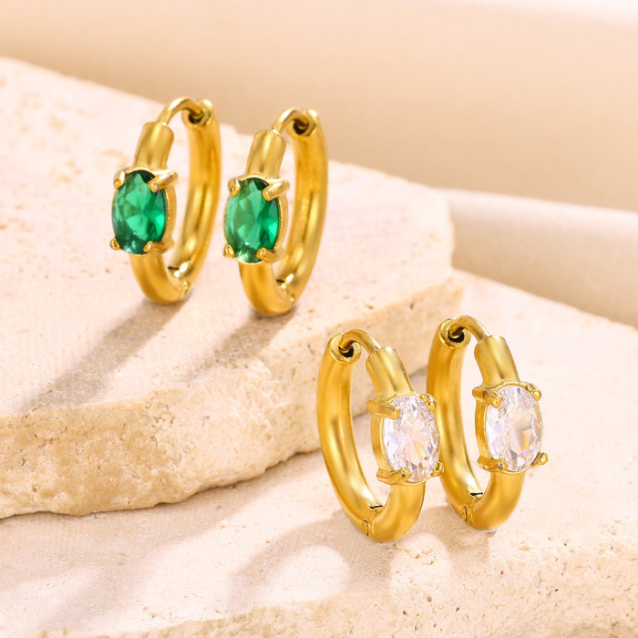 European and American INS Style Green and White Five-Pointed Star Earrings Zircon Earrings Round Heart-Shaped Earrings Women's Water Drop Earrings Dropshipping