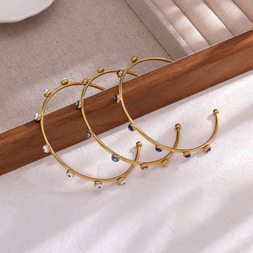 European and American New Fashion Jewelry Oil Drop Devil's Eye Bracelet Stainless Steel Bangle Ins Minimalist Style Creative Jewelry