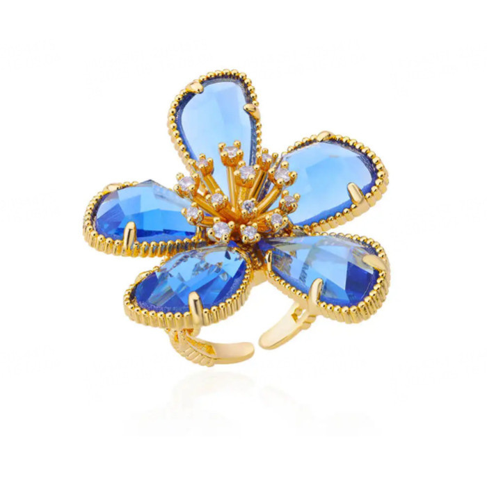 INS Style New Simple Minimalist Design Open Index Finger Ring Tree Branch Flower Branch Shape Zircon Ring Wholesale