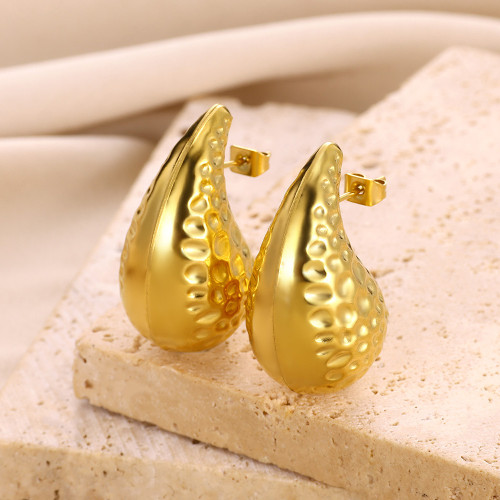 European and American New Style Stainless Steel Earrings for Women, Water Drop Earrings, Geometric Round Hollow Earrings, Flower-shaped Earrings