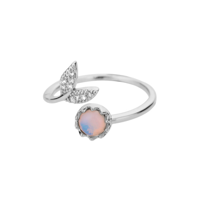 Cross-Border New Geometric Heart-Shaped Zircon Open Ring for Women, Niche Design Index Finger Ring, Internet Celebrity Light Luxury Fashion Jewelry