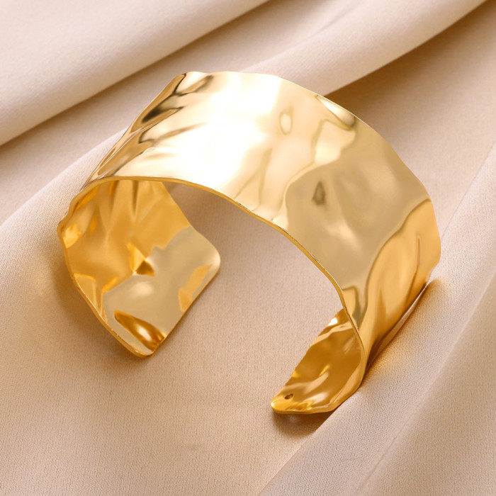Titanium Steel Wide Adjustable Gold Bracelet for Women Exaggerated High-End Open Bracelet Dropshipping