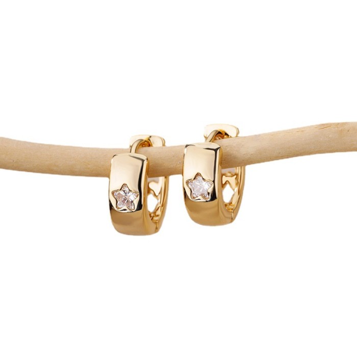New Style Zircon Geometric C-shaped Hoop Earrings for Women, Elegant Earrings, Ins Style Heart-shaped Ear Jewelry, Dr...