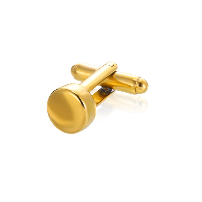 AliExpress Amazon Cross-Border New Round Stainless Steel Mirror Polished Cufflinks Shirt Suit Tie Clip