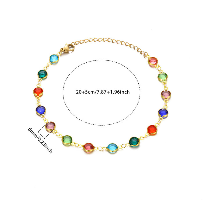 Bohemian Style Colorful Acrylic Light Luxury Anklet 18K Gold Plated Chain Beach Anklet Foot Jewelry, Necklaces