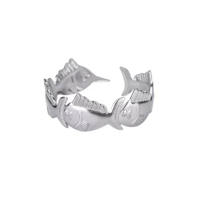 European and American New Style Simple Wide Stainless Steel Open Bracelet Shell Beach Series 18K Gold Titanium Steel Bangle