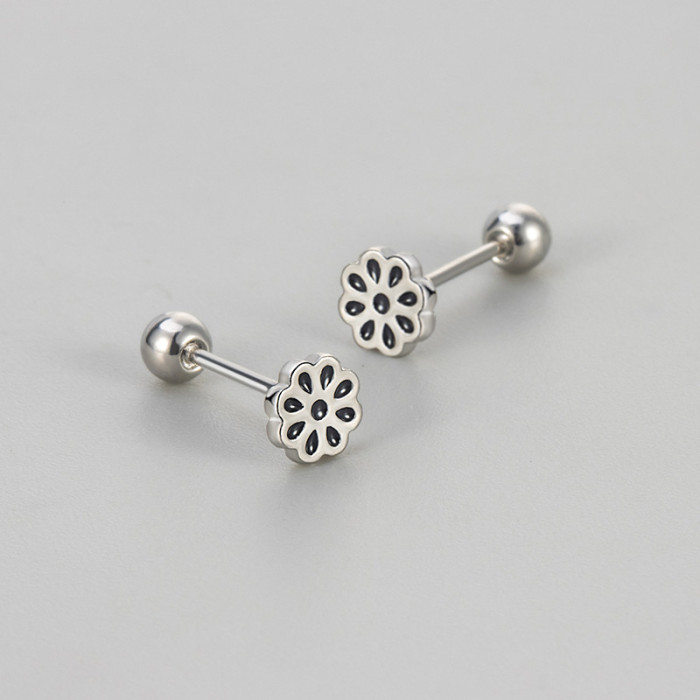 Colorful Glaze Daisy Flower Screw Earrings Versatile Daily Fresh Women's Ear Jewelry Helix Studs