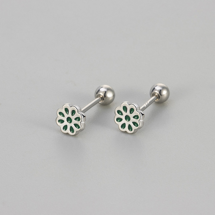 Colorful Glaze Daisy Flower Screw Earrings Versatile Daily Fresh Women's Ear Jewelry Helix Studs