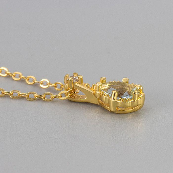 2025 New Cool Blue Tears Drop Pendant Necklace for Women Light Luxury Minority Simple All-Match Clavicle Chain