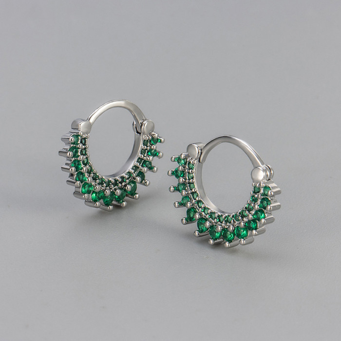 European and American Hot-Selling Versatile Fashion Hoop Earrings with Zirconia Sunflower-Shaped Ear Jewelry New Design Niche