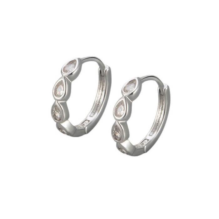 New Simple Water Drop Single Row Diamond Earrings Niche Design Women Versatile Zircon High-end Light Luxury Earrings