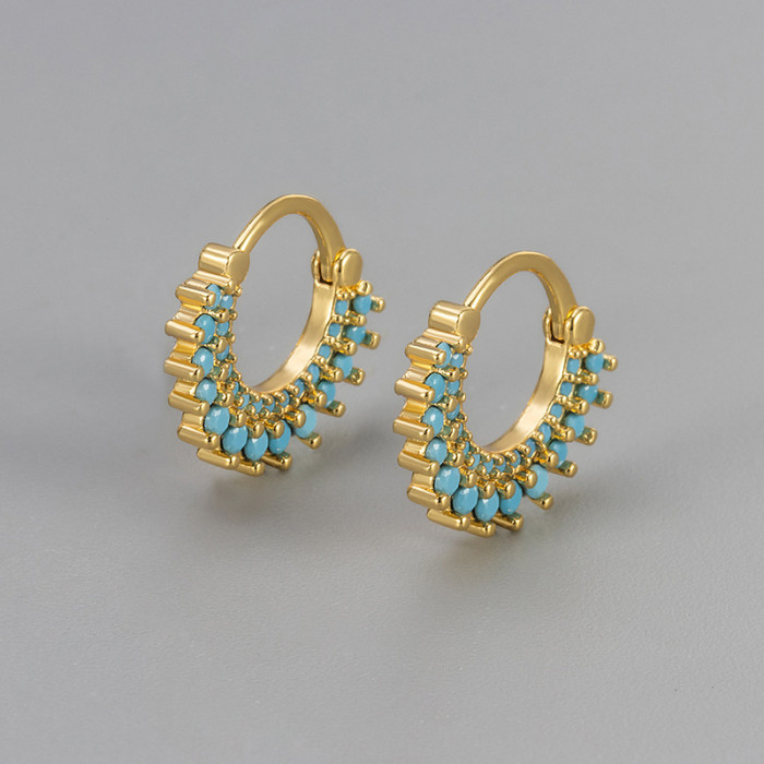 European and American Hot-Selling Versatile Fashion Hoop Earrings with Zirconia Sunflower-Shaped Ear Jewelry New Design Niche