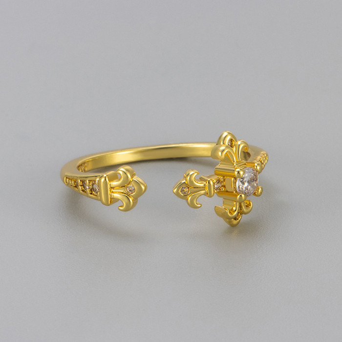 Sparkling Diamond Iris Flower Ring for Women, Niche Design, Exquisite and Elegant Tail Ring, New Hot-Selling Luxury High-End Feel