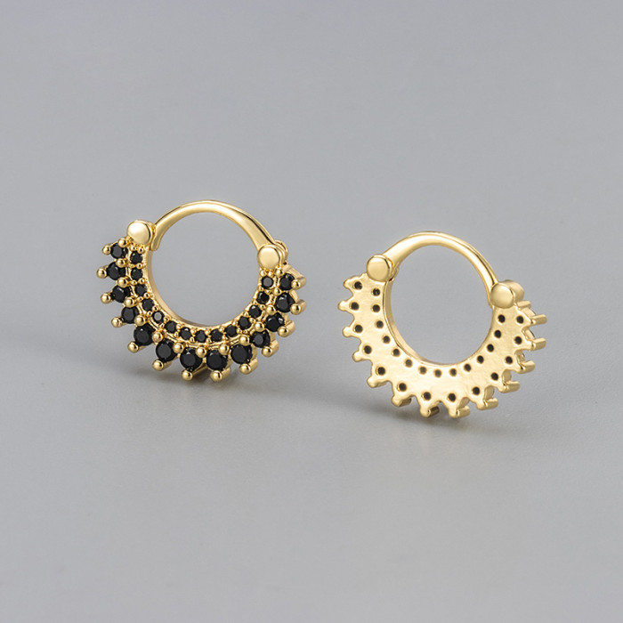 European and American Hot-Selling Versatile Fashion Hoop Earrings with Zirconia Sunflower-Shaped Ear Jewelry New Design Niche