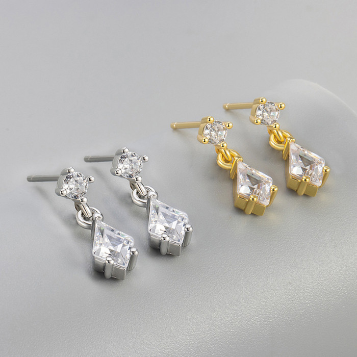 New Korean Style Super Shiny Water Drop Zircon Earrings for Women, Elegant and Petite Luxury Earrings, Niche Exquisit...