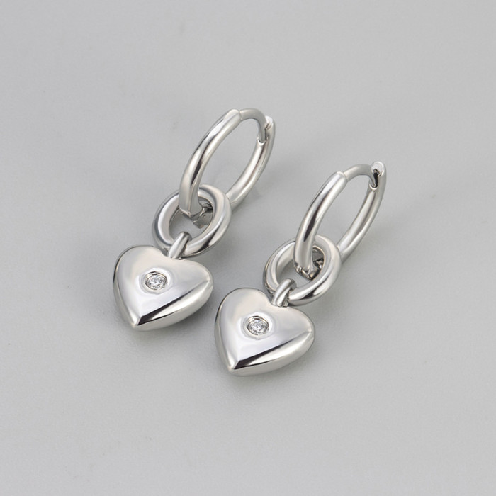 3D Luxury Heart Zircon Pendant Earrings New Niche Design Sense Elegant Earrings Studs Women's Ear Jewelry