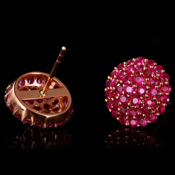 Pigeon Blood Red Corundum Set High Carbon Diamond Ring Flower Pendant Necklace Sunflower Colorful Gemstone Earrings for Women