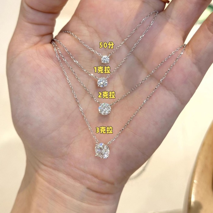 Celebrity Style Nose Stone Necklace Classic Four-Prong Mini Single Zirconia Pendant Collarbone Chain