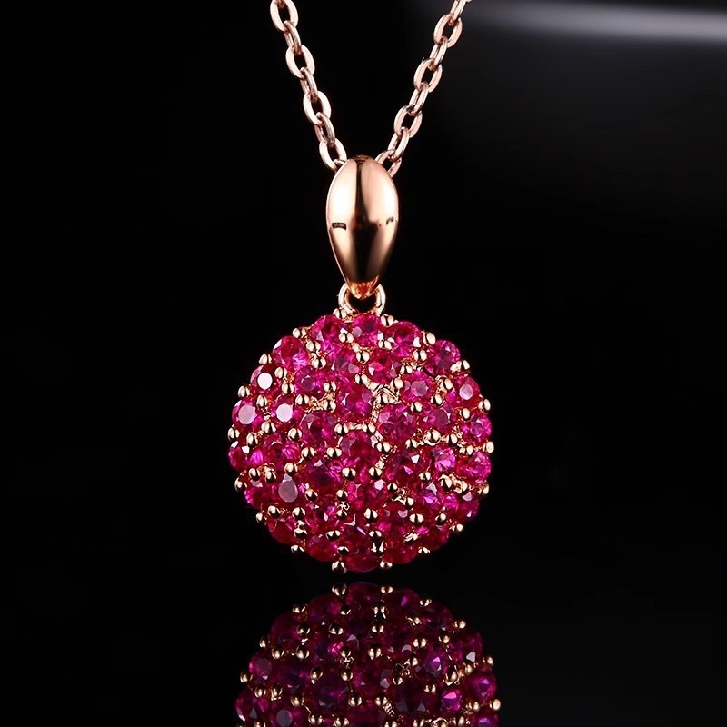 Pigeon Blood Red Corundum Set High Carbon Diamond Ring Flower Pendant Necklace Sunflower Colorful Gemstone Earrings for Women