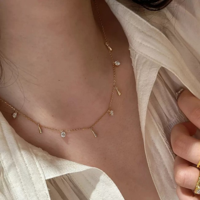 Vatican Cross Two-Tone Gold Pendant Vintage Rupert's Tears Layered Necklace with Italian Wire Drawing Craftsmanship