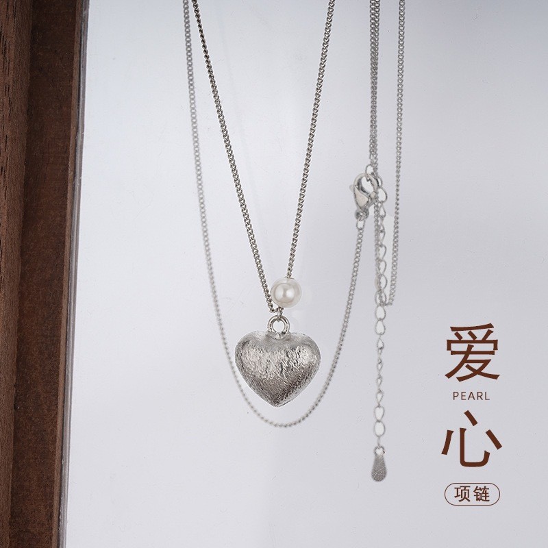New Fashion Heart-shaped Freshwater Pearl Long Necklace Exquisite Versatile Ins Style Elegant Personality Sweater Chain