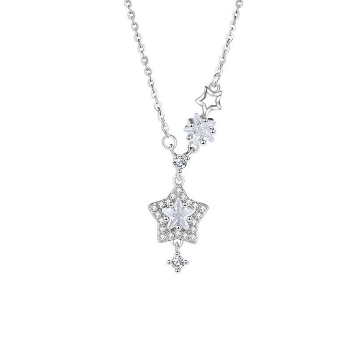 Star Necklace for Women, Light Luxury, High-End Feel, Fresh and Sweet Fashion, Zircon Five-Pointed Star Collarbone Chain