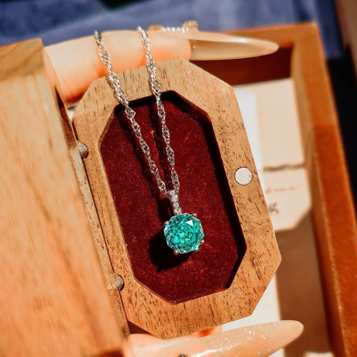 Classic Octagonal Rose Cut Paraiba Pendant Necklace Colorful Stone Earrings Pink Stone Ring Aquamarine Jewelry