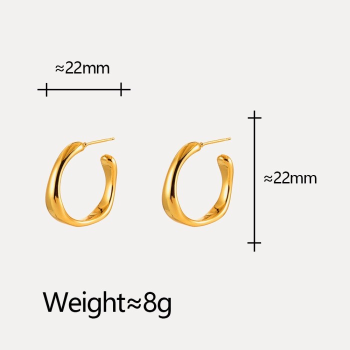 New Hot-Selling Retro Fashion Geometric Earrings for Women, Light Luxury Niche Design, Simple and Exaggerated C-Shape...