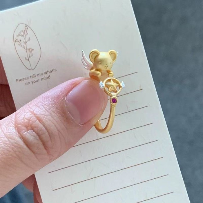 Xiaohongshu Hot-Selling Cartoon Ring for Women, Cute and Elegant Commuting Student Open Ring, Gift for Girlfriend or Best Friend, Trendy