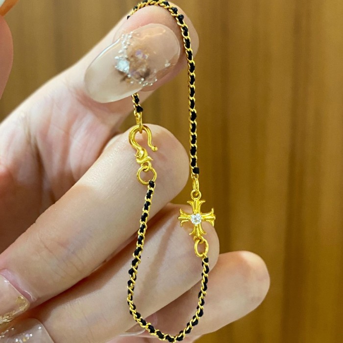 Hot-Selling Ancient Black Gold Cross Bracelet New Light Luxury Niche Fashion High-End Woven Jewelry