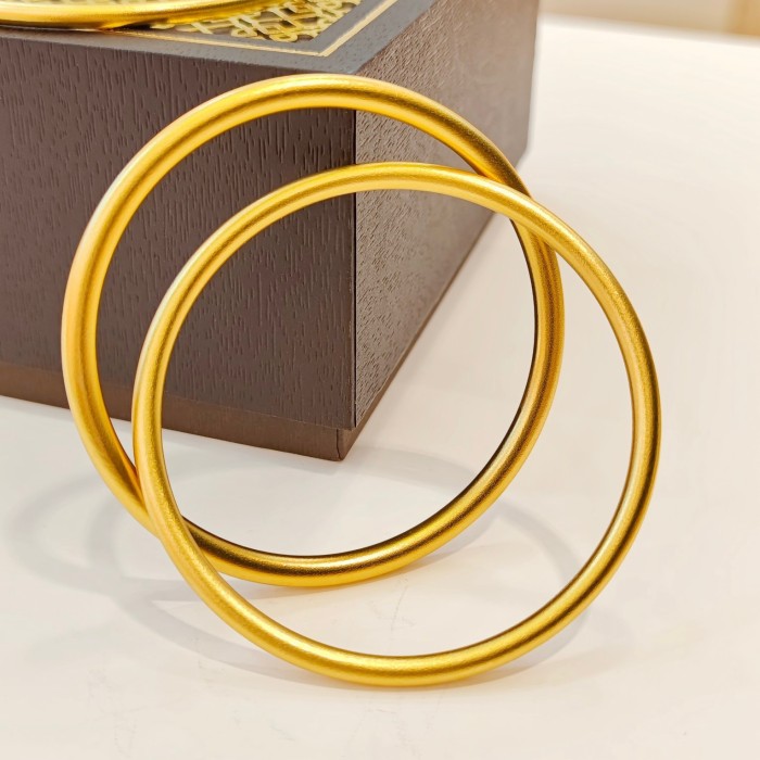Vietnam Sand Gold Women's Bracelet Ancient Method Inheritance Bracelet Imitation Gold Bracelet Solid Plain Circle TikTok Electroplating Live Streaming In Stock