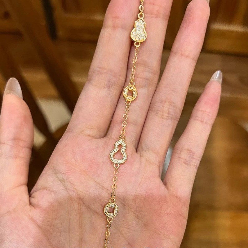 Full Diamond Gourd Gold Bracelet Fashion Ins Style High-end Fairy Temperament Simple Elegant Versatile Design