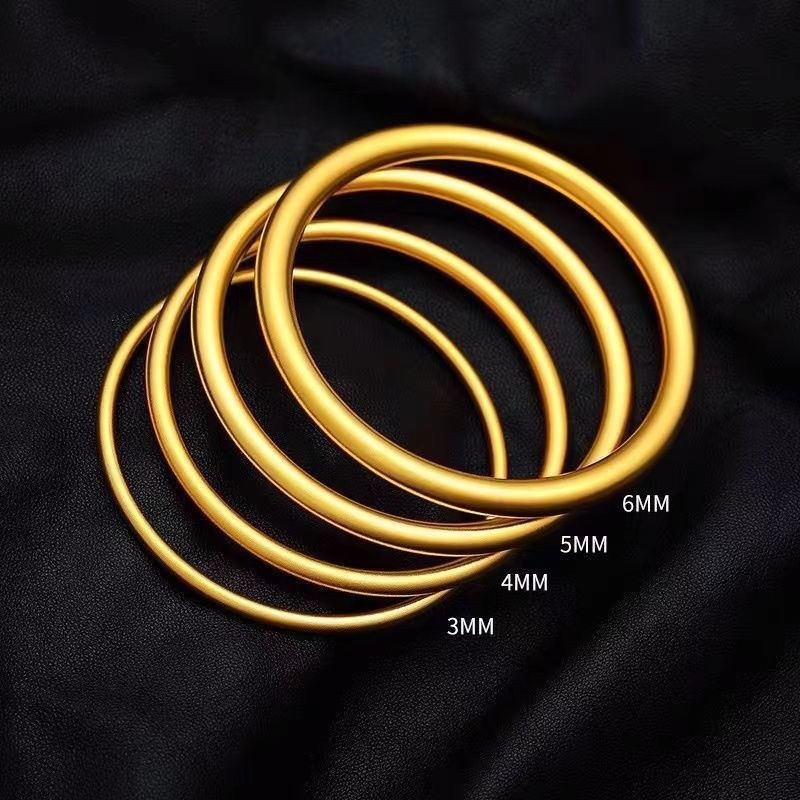 Vietnam Sand Gold Women's Bracelet Ancient Method Inheritance Bracelet Imitation Gold Bracelet Solid Plain Circle TikTok Electroplating Live Streaming In Stock