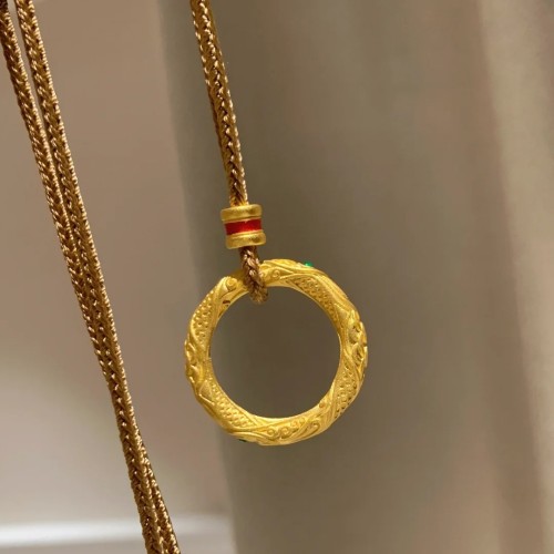 Gold Store Same Style High Color Retention Ancient Method Sand Gold Nezha Same Style Qiankun Circle Pendant Enamel Color Qiankun Circle Peace Buckle for Women