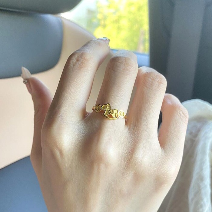 New Chinese Style Ancient Gold Craft Money Ring High-end Niche Design Zodiac Horse Birth Year Ring for Women, Earrings
