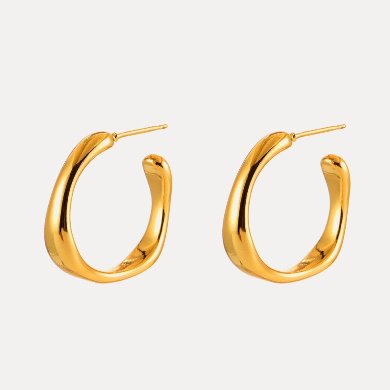 New Hot-Selling Retro Fashion Geometric Earrings for Women, Light Luxury Niche Design, Simple and Exaggerated C-Shaped Earrings